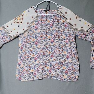 HANNAH Floral Patterned Women's Long Sleeve Tunic Top - Size Large‎